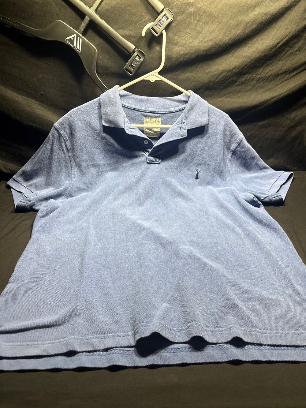 JCrew Mens XL Polo Shirt Light Blue Short Sleeve Cotton Pique Golf Player Logo